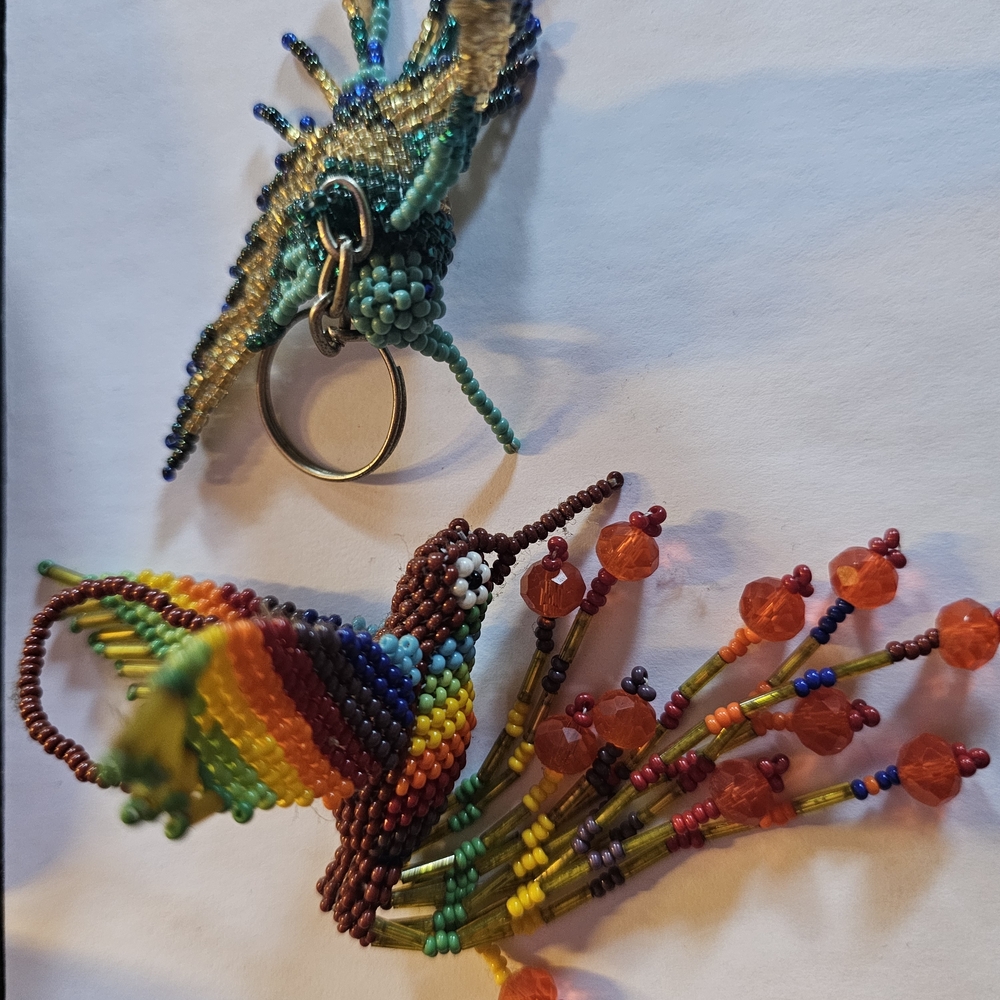 Colorful Beaded Bird Keychain